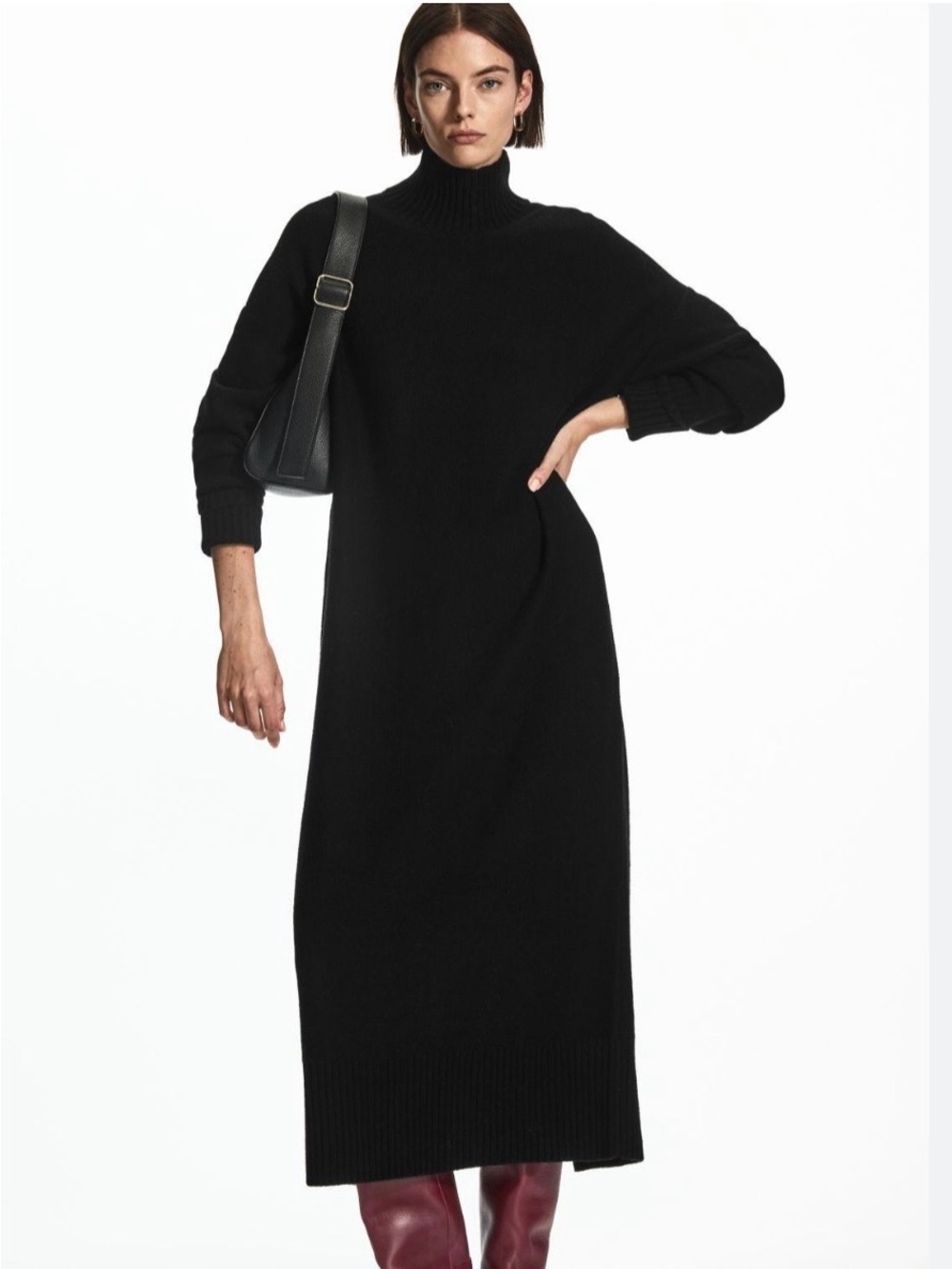 EUC COS black maxi knit dress